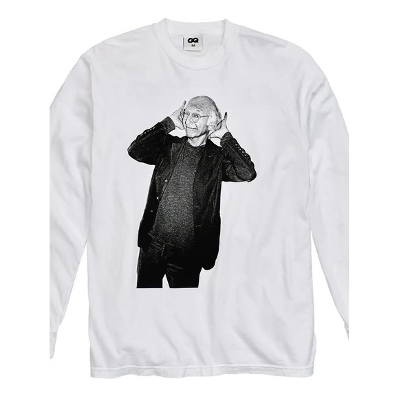 GQ Tops - GQ Larry David Graphic Long Sleeve T-Shirt White Small